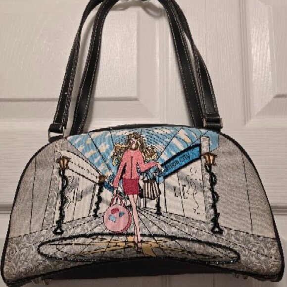 FASHION CITY Women's Graphic Print Shoulder Bag w/Beading - Size Small - Picture 3 of 14